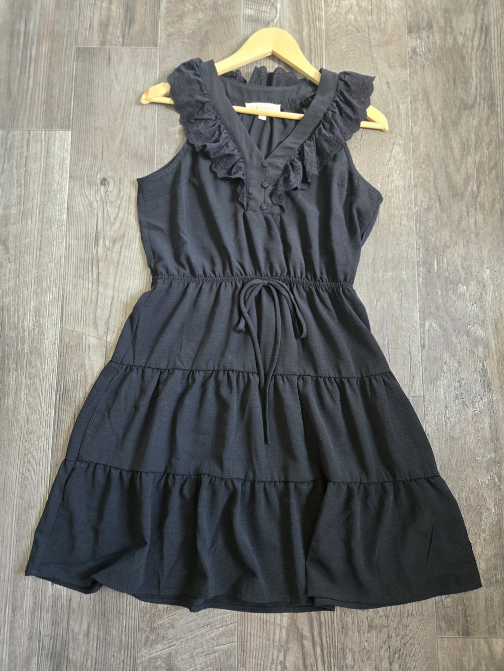 Black Ruffled Tiered Sleeveless Dress Size L